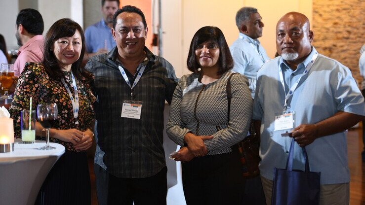 Mrs. Suri is joined by Ms. Ada Tse (left) of ACI Asia-Pacific and representatives of Pohpei Airport Authority at the 2018 Small and Emerging Airports Seminar in Langkawi, Malaysia